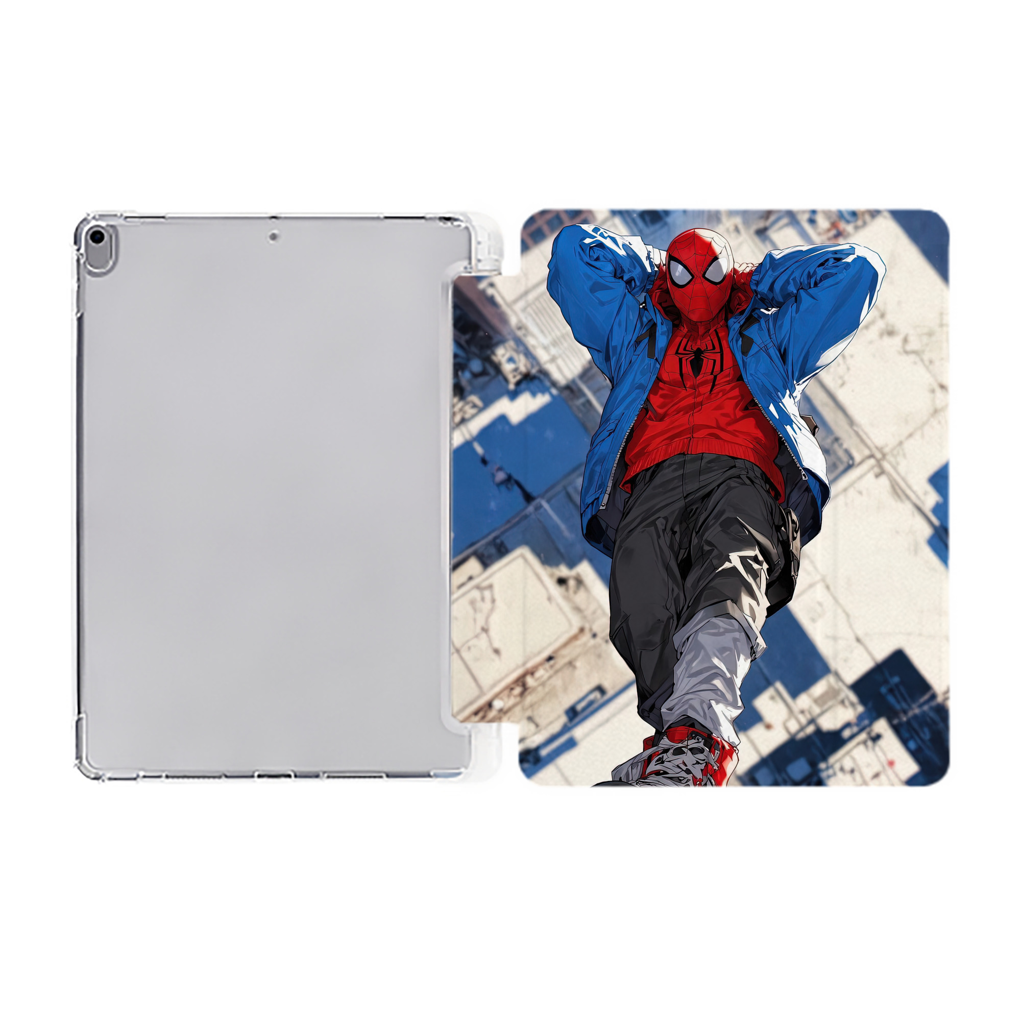 （画像用） Spider Man スパイダーマン IPad ケース ペン収納付き 三つ折りスタンド PUレザー×シリコン 対応機種9.5/10.5/10.9インチ